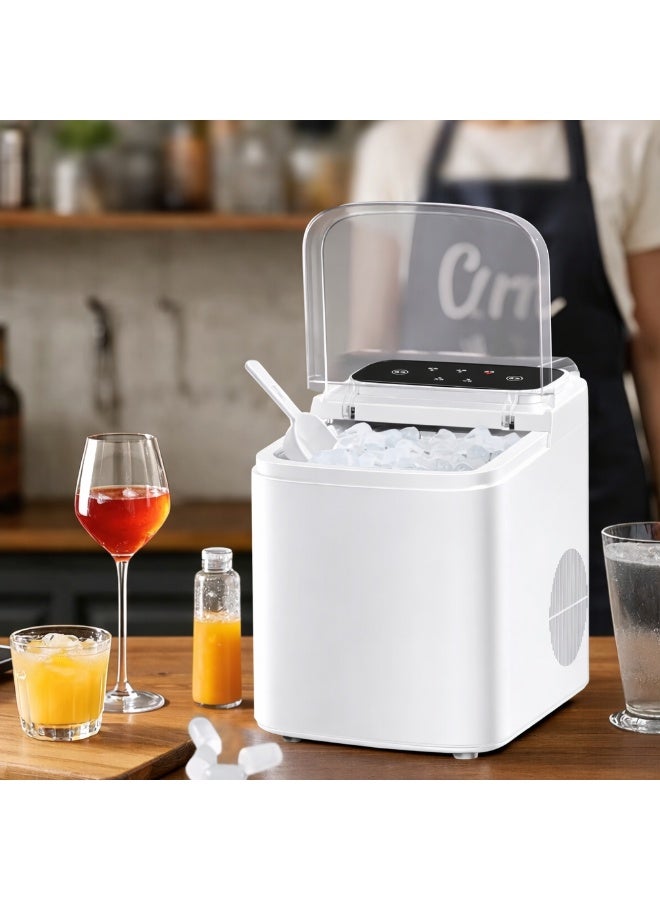 ماكينة صنع الثلج المحمولة - ثلج سريع في 6-8 دقائق، ماكينة صنع ثلج أوتوماتيكية توضع على سطح الطاولة للمنزل والمكتب والحفلات، صغيرة الحجم، سهلة الاستخدام والتنظيف - Image 4